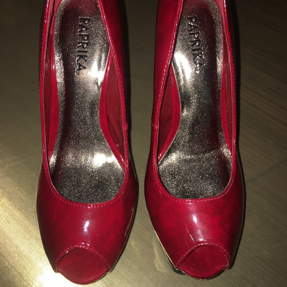 Red Platform Heels - Picture 2 of 6